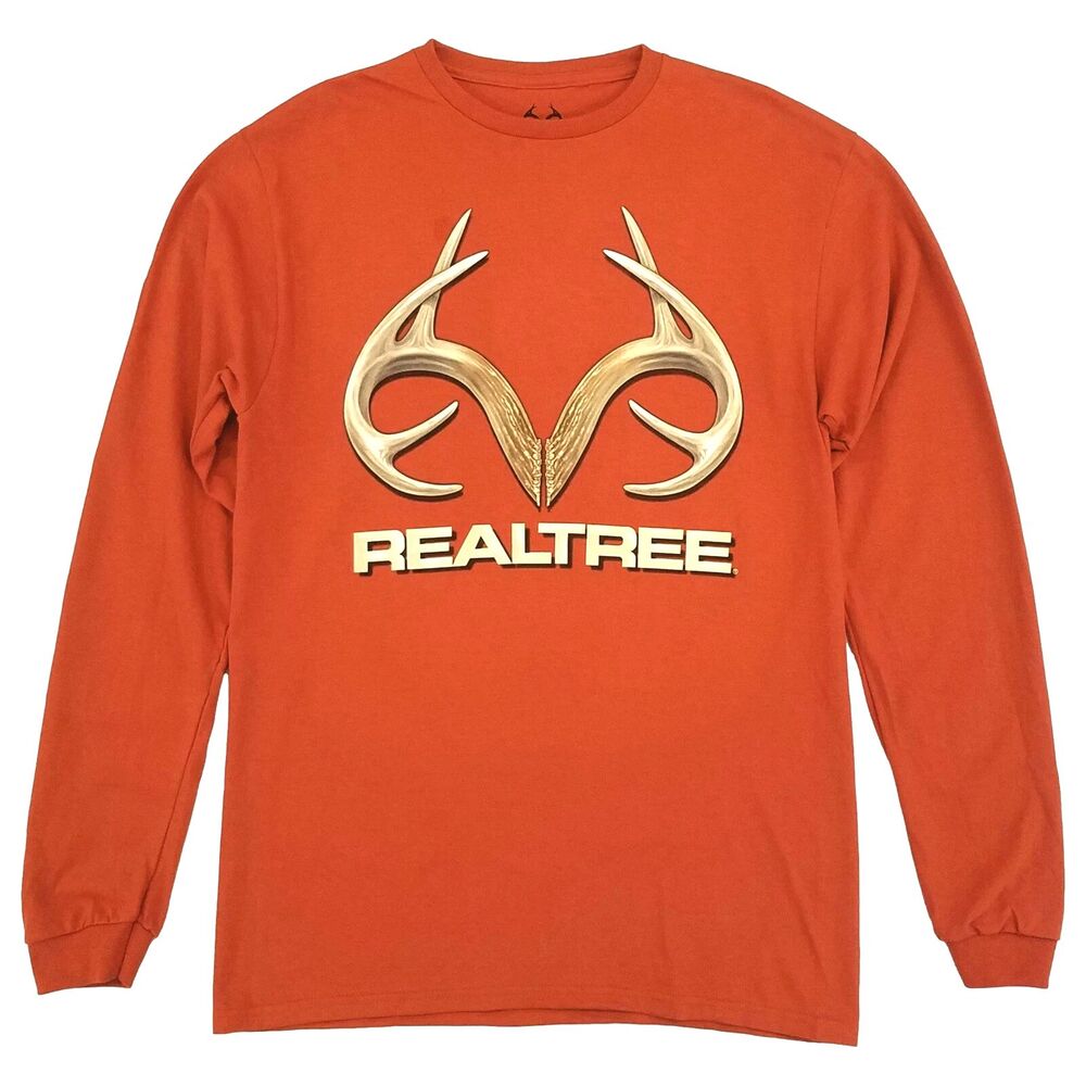 Realtree Men's Sedona Orange Long Sleeve Antler Graphic T-Shirt 2XL Hunting